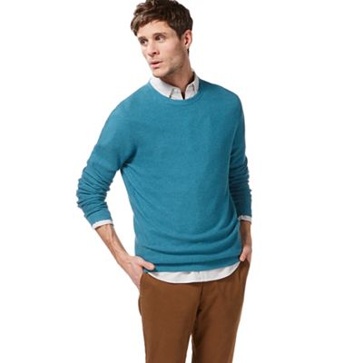 Turquoise ribbed crew neck jumper